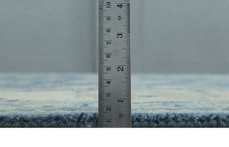 9x12 Hand Knotted Blue and Beige Traditional Oushak Wool Area Rug