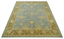 9x12 Hand Knotted Blue and Brown Traditional Antique Style Wool Area Rug