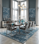 Recycled Silk Hand Knotted Blue and Silver Modern Abstract Area Rug 9x12