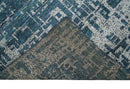 9x12 Hand Knotted Blue and Silver Modern Abstract Contemporary Recycled Silk Area Rug | OP3