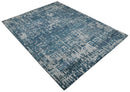 9x12 Hand Knotted Blue and Silver Modern Abstract Contemporary Recycled Silk Area Rug | OP3