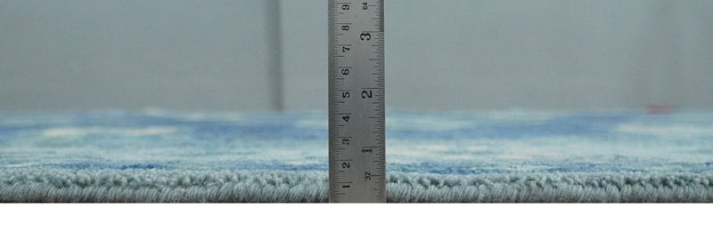 9x12 Hand Knotted Blue and Silver Traditional Antique Style Wool Rug