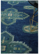 9x12 Hand Knotted Blue and Silver Traditional Antique Style Wool Rug