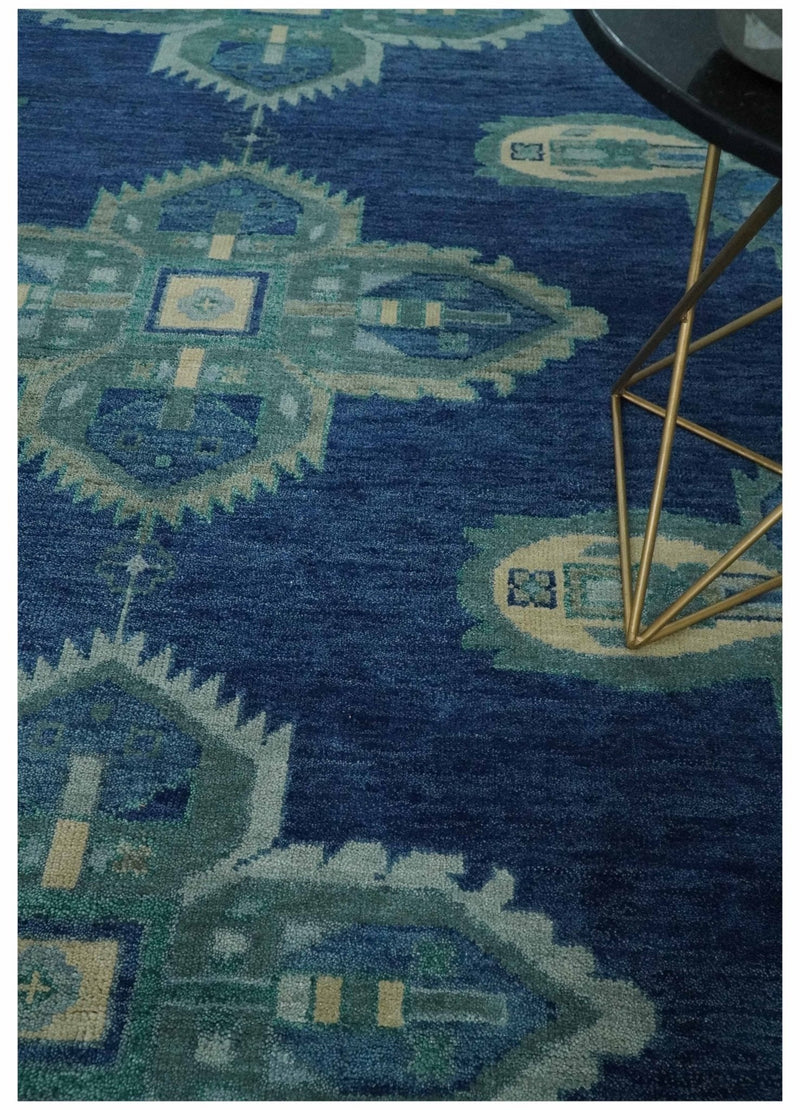 9x12 Hand Knotted Blue and Silver Traditional Antique Style Wool Rug