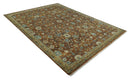 9x12 Hand Knotted Brown and Beige Traditional Floral Wool Area Rug by The Rug Decor
