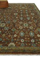 9x12 Hand Knotted Brown and Beige Traditional Floral Wool Area Rug by The Rug Decor