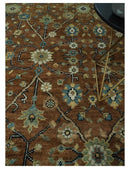 9x12 Hand Knotted Brown and Beige Traditional Floral Wool Area Rug by The Rug Decor