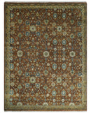 9x12 Hand Knotted Brown and Beige Traditional Floral Wool Area Rug by The Rug Decor