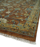 9x12 Hand Knotted Brown and Beige Traditional Floral Wool Area Rug by The Rug Decor