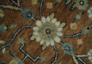 9x12 Hand Knotted Brown and Beige Traditional Floral Wool Area Rug by The Rug Decor