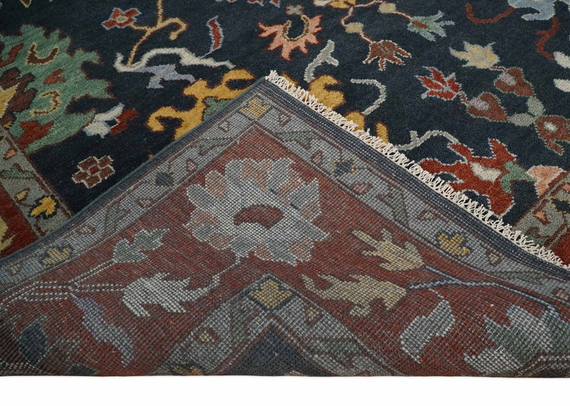 9x12 Hand Knotted Charcoal and Rust Traditional Persian Oushak Wool Rug | TRDCP732912