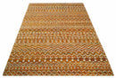 9x12 Hand Knotted Gold and White Modern Contemporary Southwestern Tribal Trellis Recycled Silk Area Rug | OP16