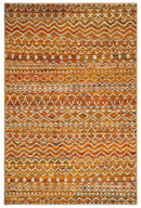 9x12 Hand Knotted Gold and White Modern Contemporary Southwestern Tribal Trellis Recycled Silk Area Rug | OP16