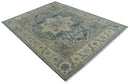 9x12 Hand Knotted Gray, Charcoal and Olive Traditional Wool Rug