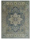 9x12 Hand Knotted Gray, Charcoal and Olive Traditional Wool Rug