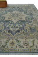 9x12 Hand Knotted Gray, Charcoal and Olive Traditional Wool Rug