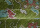 9x12 Hand Knotted Green, Silver and Maroon Traditional Wool Area Rug by The Rug Decor