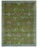 9x12 Hand Knotted Green, Silver and Maroon Traditional Wool Area Rug by The Rug Decor
