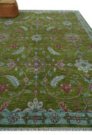 9x12 Hand Knotted Green, Silver and Maroon Traditional Wool Area Rug by The Rug Decor