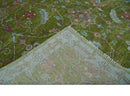 9x12 Hand Knotted Green, Silver and Maroon Traditional Wool Area Rug by The Rug Decor