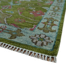 9x12 Hand Knotted Green, Silver and Maroon Traditional Wool Area Rug by The Rug Decor