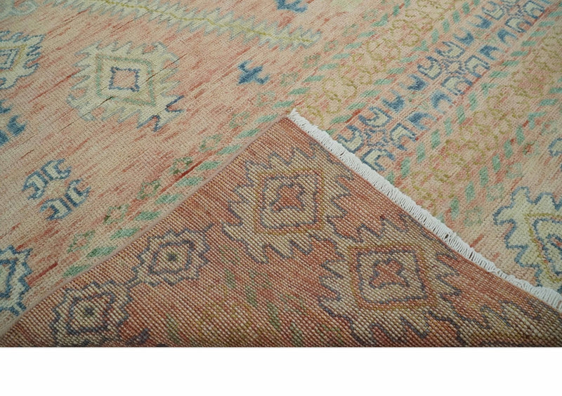 9x12 Hand Knotted Heriz Serapi Peach, Beige and Blue Area Rug