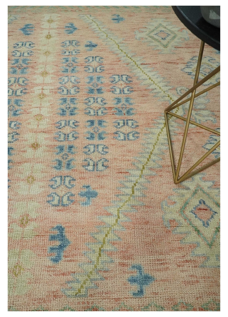 9x12 Hand Knotted Heriz Serapi Peach, Beige and Blue Area Rug