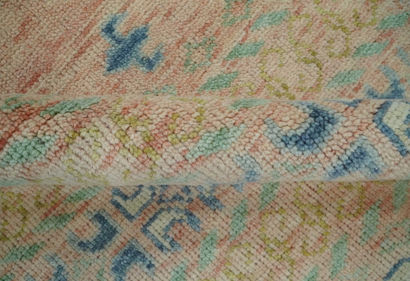 9x12 Hand Knotted Heriz Serapi Peach, Beige and Blue Area Rug