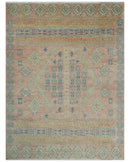 9x12 Hand Knotted Heriz Serapi Peach, Beige and Blue Area Rug