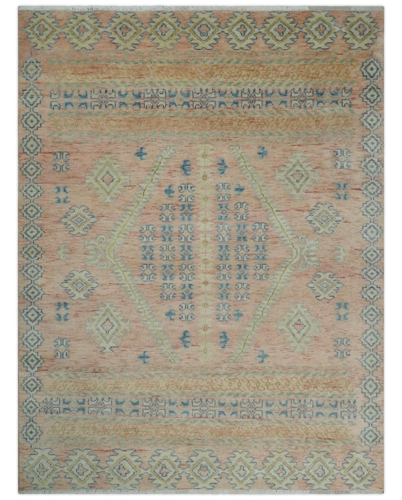 9x12 Hand Knotted Heriz Serapi Peach, Beige and Blue Area Rug