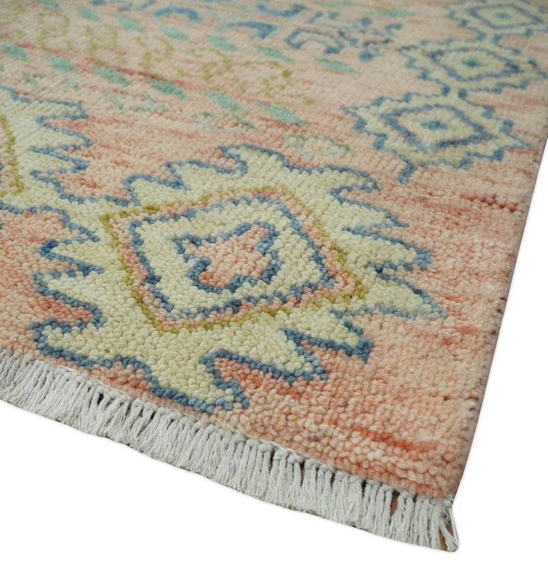 9x12 Hand Knotted Heriz Serapi Peach, Beige and Blue Area Rug