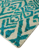 Ivory Blue Recycled Silk Area Rug 4x6 9x12 - Hand Knotted