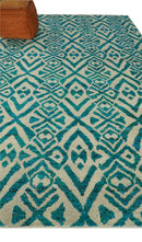 Ivory Blue Recycled Silk Area Rug 4x6 9x12 - Hand Knotted