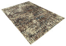 9x12 Hand Knotted Ivory and Brown Modern Abstract Contemporary Recycled Silk Area Rug | OP12