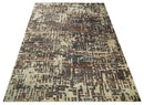 9x12 Hand Knotted Ivory and Brown Modern Abstract Contemporary Recycled Silk Area Rug | OP12