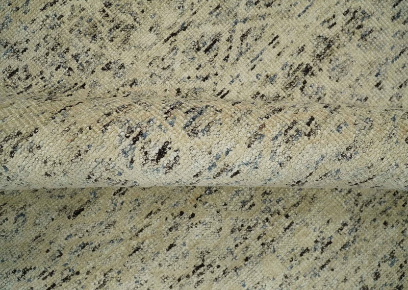 9x12 Hand Knotted Ivory, Gray and Brown Modern Contemporary Southwestern Tribal Trellis Recycled Silk Area Rug | OP23