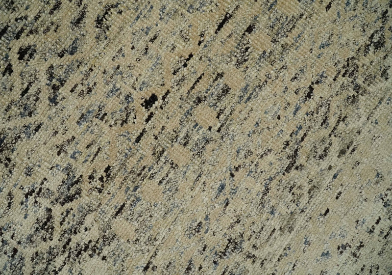 9x12 Hand Knotted Ivory, Gray and Brown Modern Contemporary Southwestern Tribal Trellis Recycled Silk Area Rug | OP23