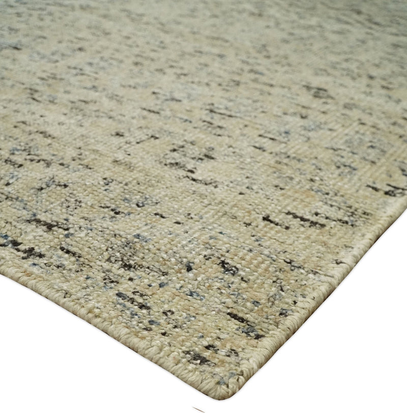 9x12 Hand Knotted Ivory, Gray and Brown Modern Contemporary Southwestern Tribal Trellis Recycled Silk Area Rug | OP23
