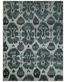 9x12 Hand Knotted Ivory, Teal and Brown  Antique Persian Style Contemporary Recycled Silk Area Rug | OP38