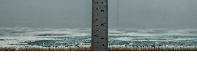 9x12 Hand Knotted Ivory, Teal and Brown  Antique Persian Style Contemporary Recycled Silk Area Rug | OP38