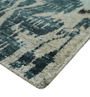 9x12 Hand Knotted Ivory, Teal and Brown  Antique Persian Style Contemporary Recycled Silk Area Rug | OP38