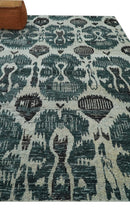 9x12 Hand Knotted Ivory, Teal and Brown  Antique Persian Style Contemporary Recycled Silk Area Rug | OP38