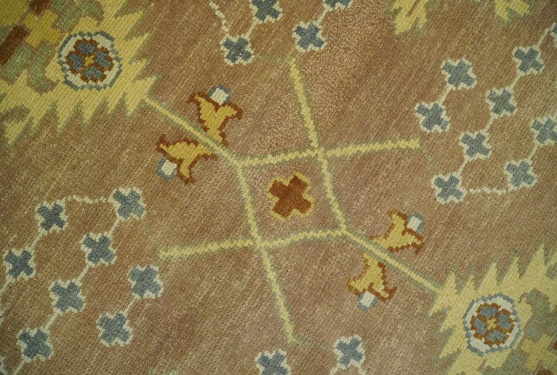 9x12 Hand Knotted Light Rust and Blue Traditional Wool Area Rug, Kids, Living Room and Bedroom Rug | AC38912