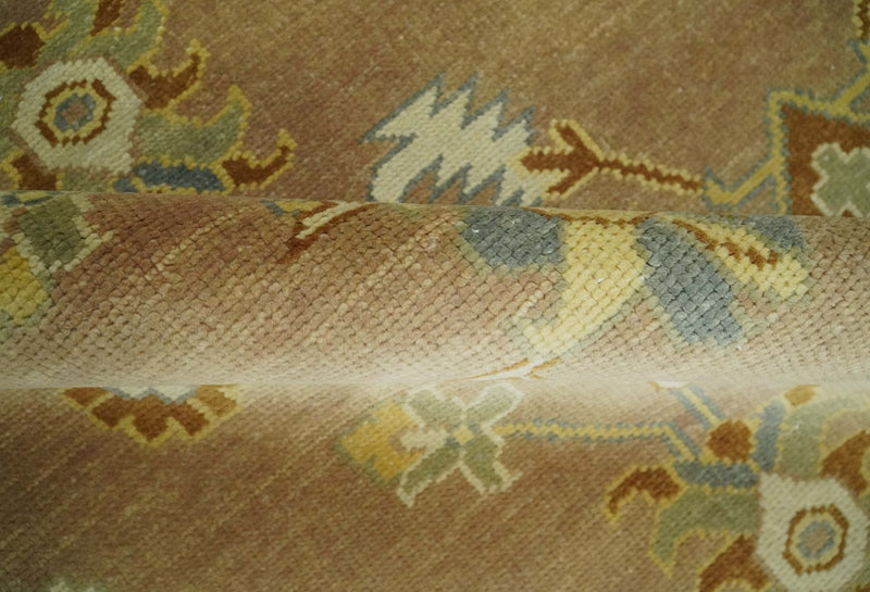 9x12 Hand Knotted Light Rust and Blue Traditional Wool Area Rug, Kids, Living Room and Bedroom Rug | AC38912