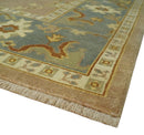 9x12 Hand Knotted Light Rust and Blue Traditional Wool Area Rug, Kids, Living Room and Bedroom Rug | AC38912