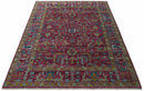 9x12 Hand Knotted Maroon and Gold Heriz Serapi Traditional Antique Style Wool Area Rug | TRDCP1603912S