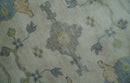 9x12 Hand Knotted Oriental Oushak Ivory, Charcoal and Yellow Wool Area Rug