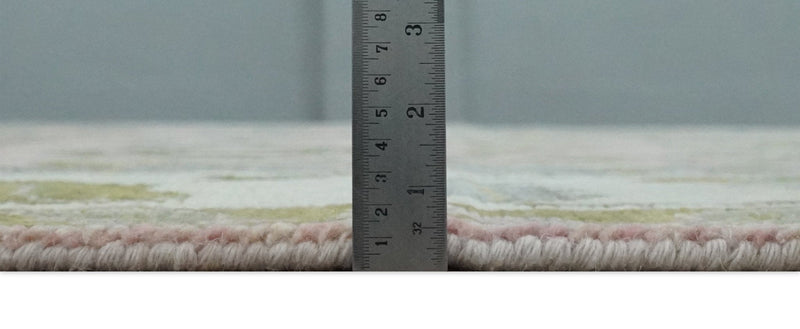 9x12 Hand Knotted Peach, Ivory and Olive Traditional Antique Style Wool Area Rug