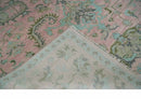 9x12 Hand Knotted Pink and Aqua Oriental Oushak Traditional Wool Area Rug