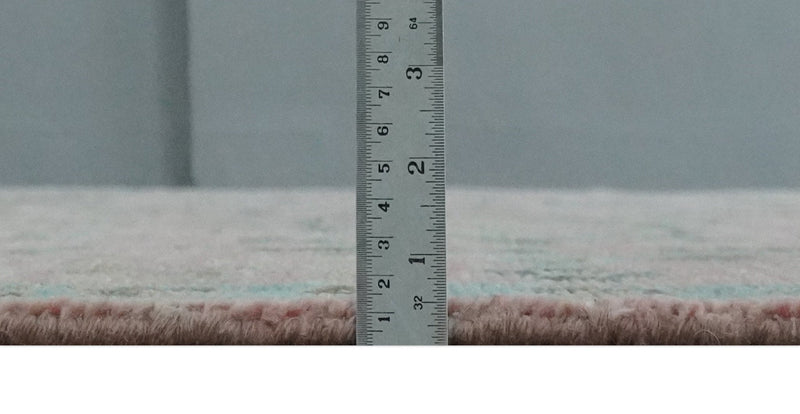 9x12 Hand Knotted Pink and Aqua Oriental Oushak Traditional Wool Area Rug